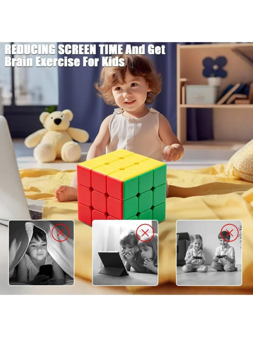 Extra Large 3x3 Magic Cube Puzzle - 18CM Stickerless Brain Teaser for All Ages
